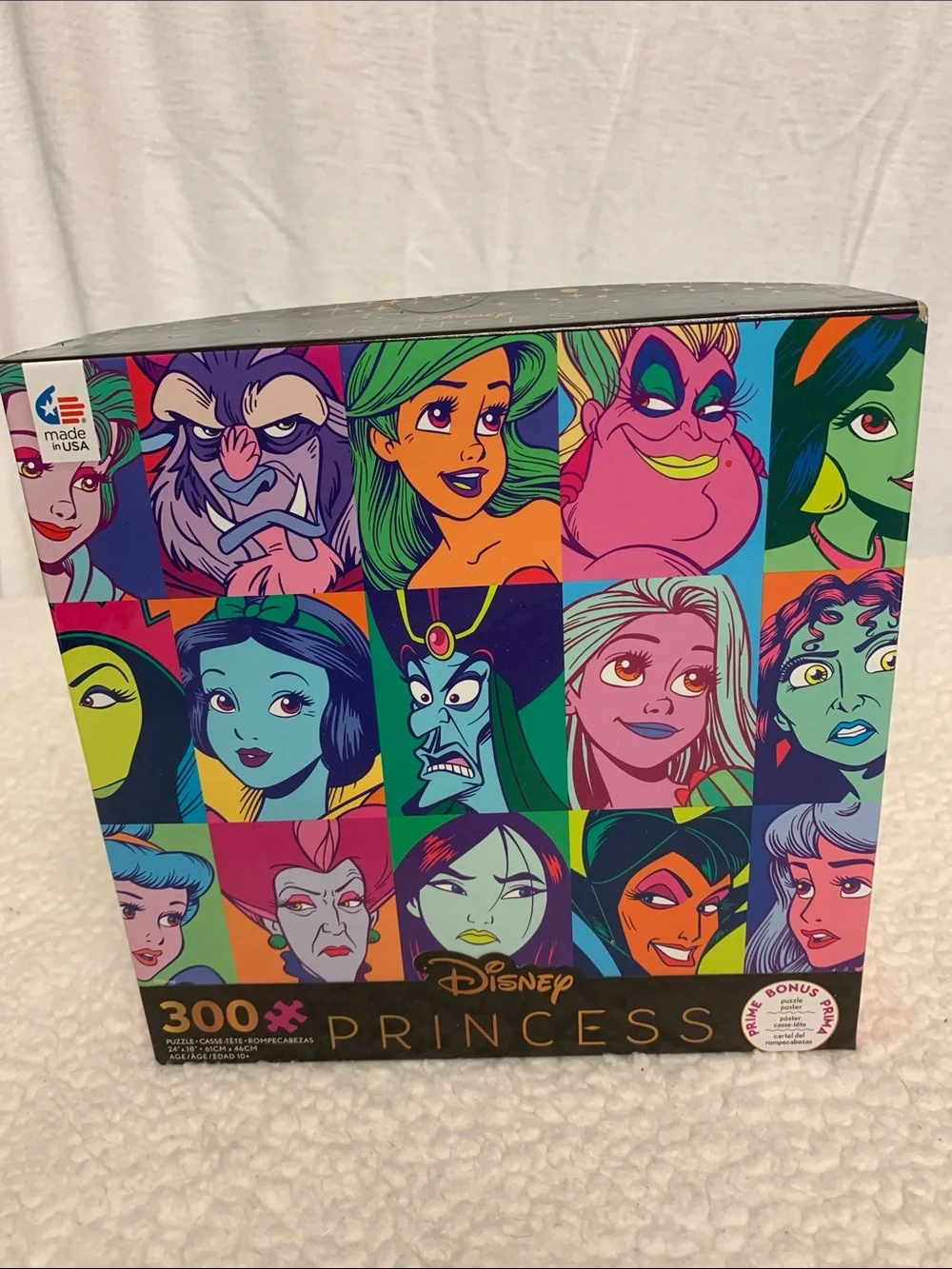 Disney Neon Pop-Art Princess & Villain Portrait Puzzle NEW 300 pieces W/Poster